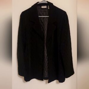 Chico's Travelers Elegant Black Quilted Blazer Career Size 2 MISSING BUTTONS